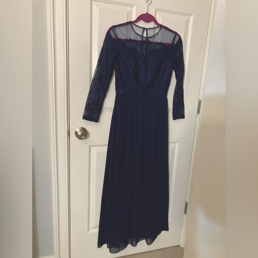 Navy blue chiffon evening/formal dress